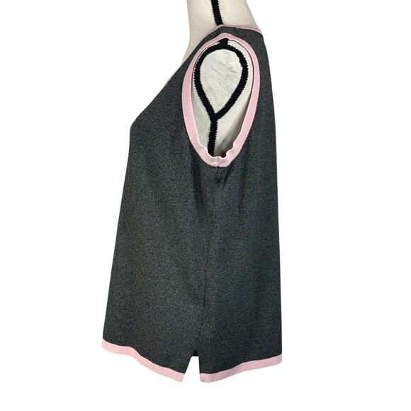 Dressbarn 14/16 Sweater Tank Top Stretch Side Slits Marled Square Neck Gray Pink - Picture 5 of 8